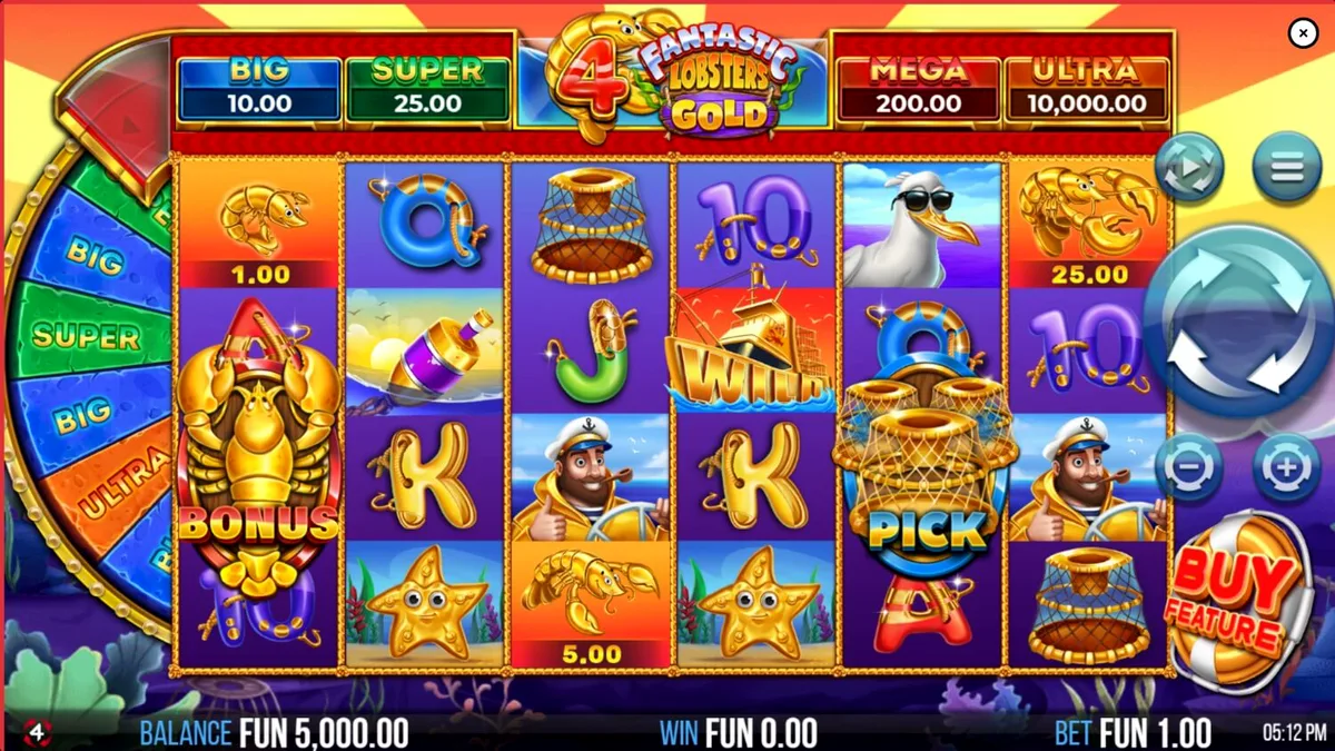 Interface do slot 4 Fantastic Lobsters Gold com criaturas marinhas e tesouros